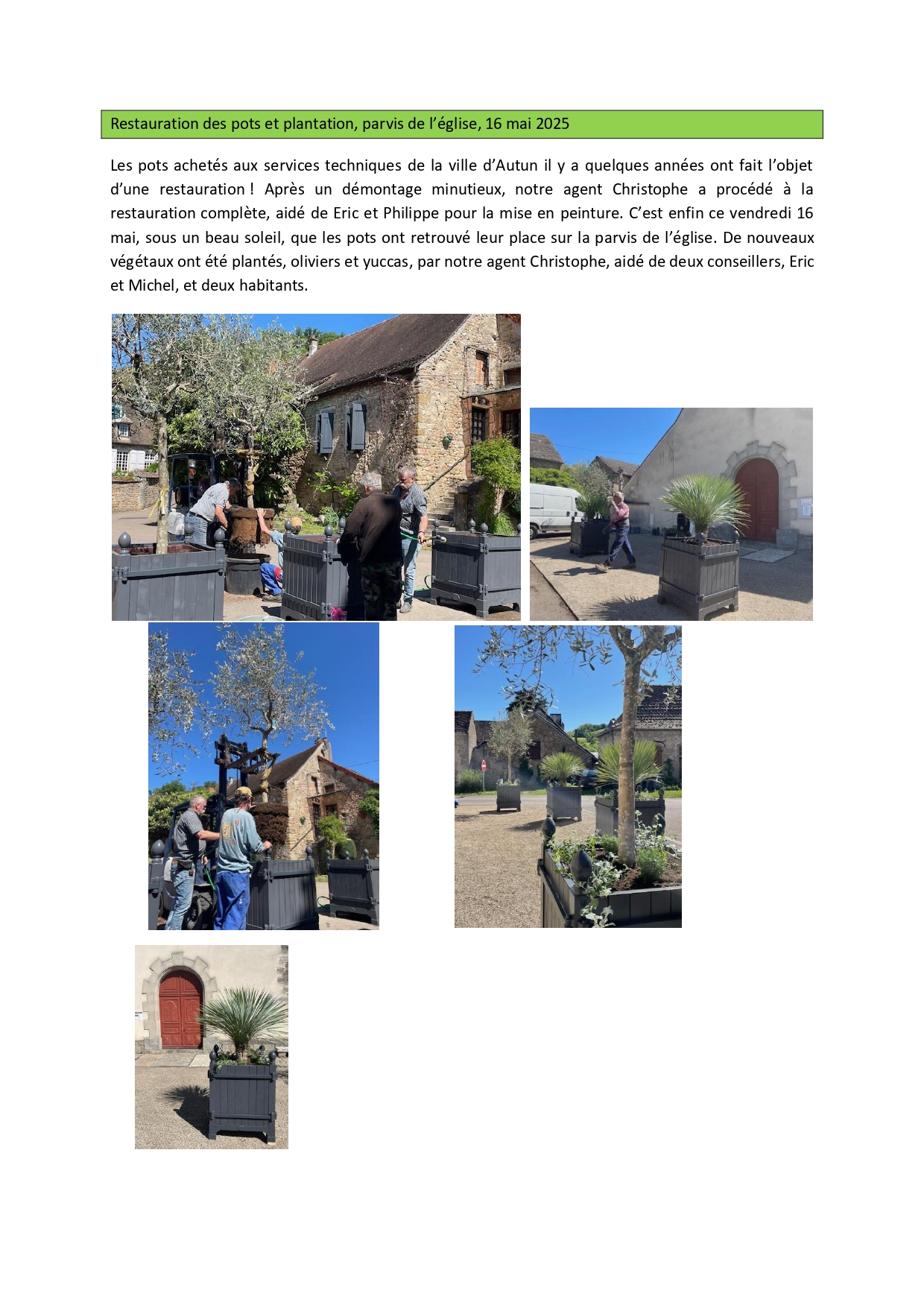 Plantation parvis de l'église
