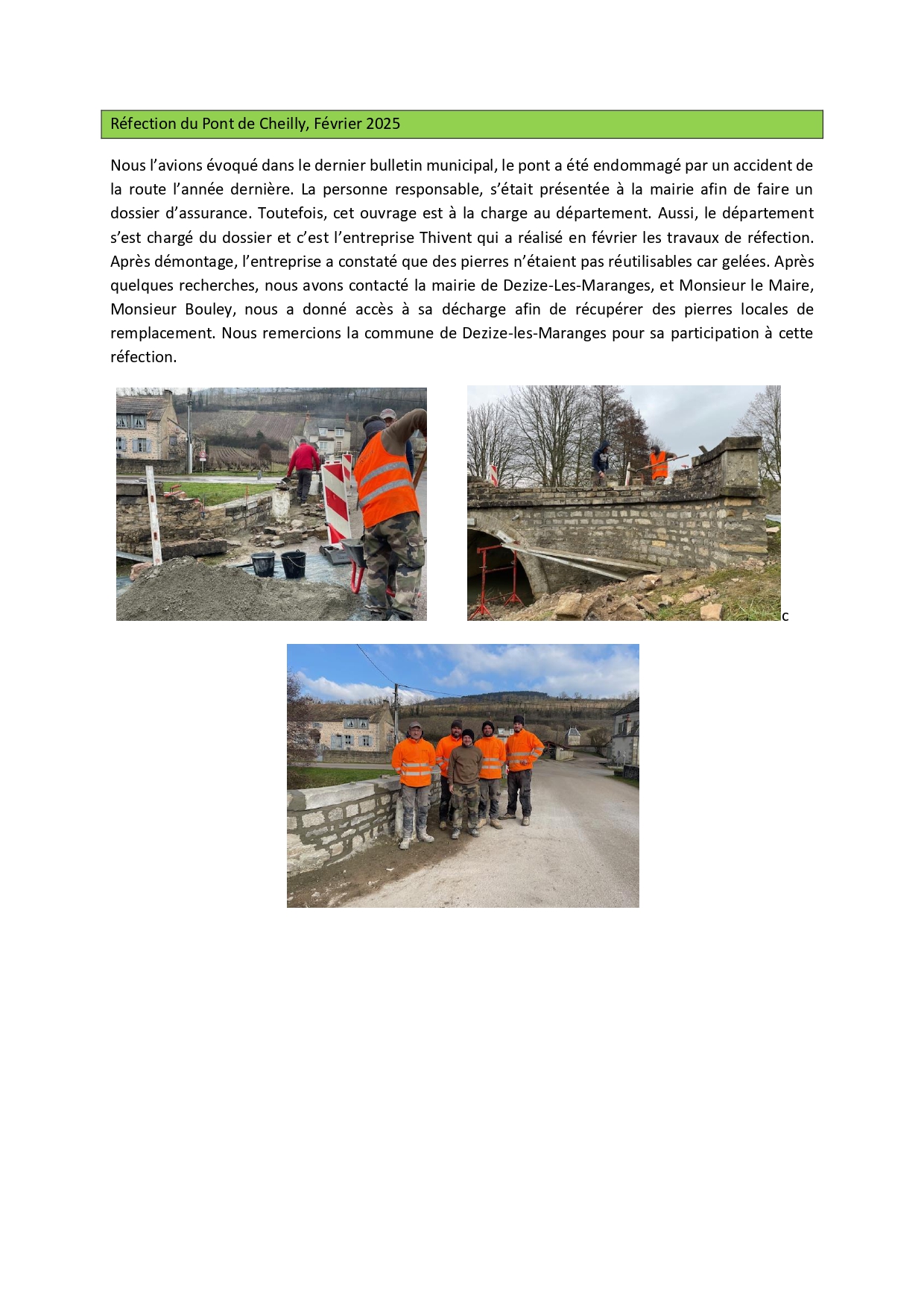 Réfection du pont